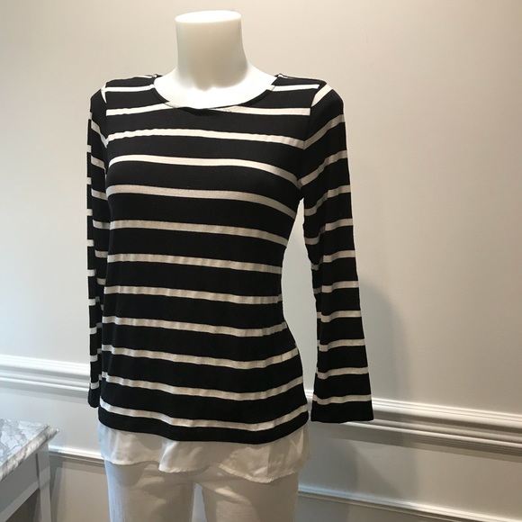 Haasi Tops - Haasi striped long sleeve blouse.